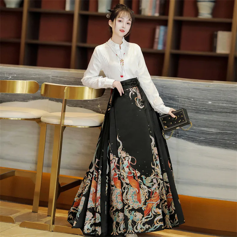 

NT19 2024 New Ming Style Hanfu Dunhuang Feitian Improved Daily New Chinese Style National Style Slimming Horse Face Skirt suit