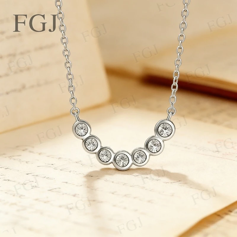 

925 Sterling Silver GRA Certified Moissanite Pendant Necklace Round Stone D Color VVS1 Romantic Gift for Bride Groom Lovers