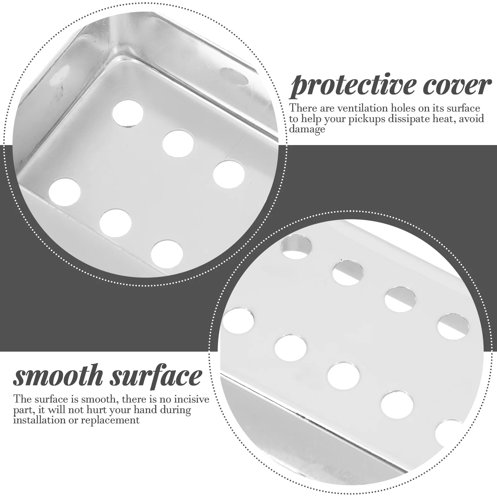 

2 Pcs Electric Guitar Copper Cover 50mm+52mm Silver 12 Holes Pickup Dust Covers Protective Accessories Humbucker Musical