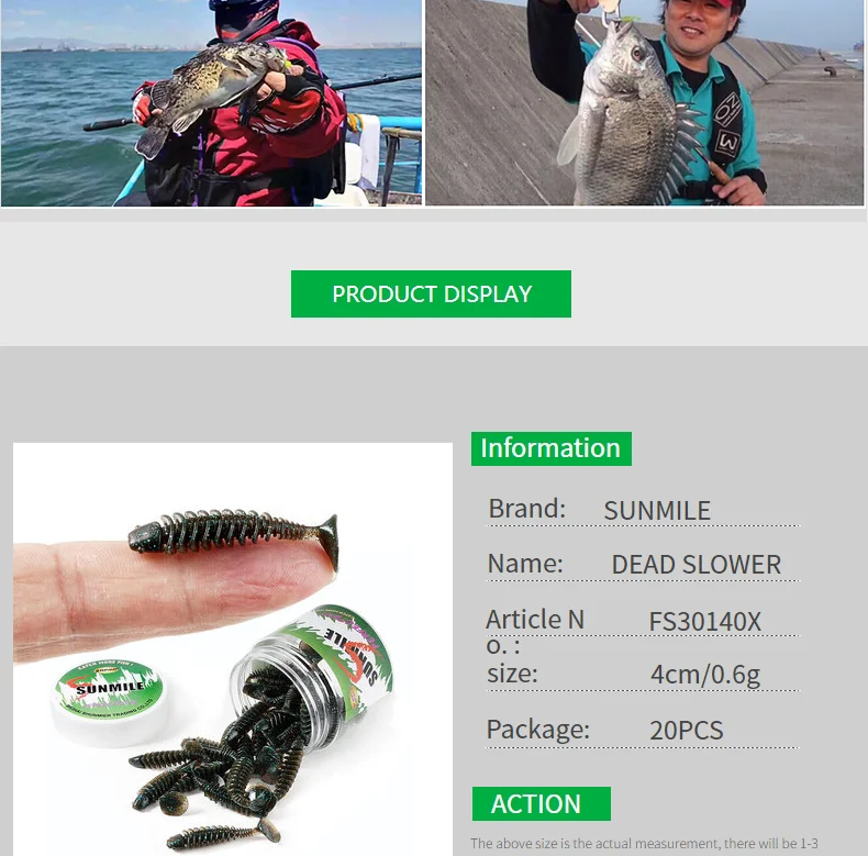SUNMILE Angeln Weiche Köder Wurm Künstliche Köder 4 cm/0,6g 20 stücke Felsen Angeln Wobbler Leurre Souple Köder Barsch Forelle Bass Köder – Detail 3