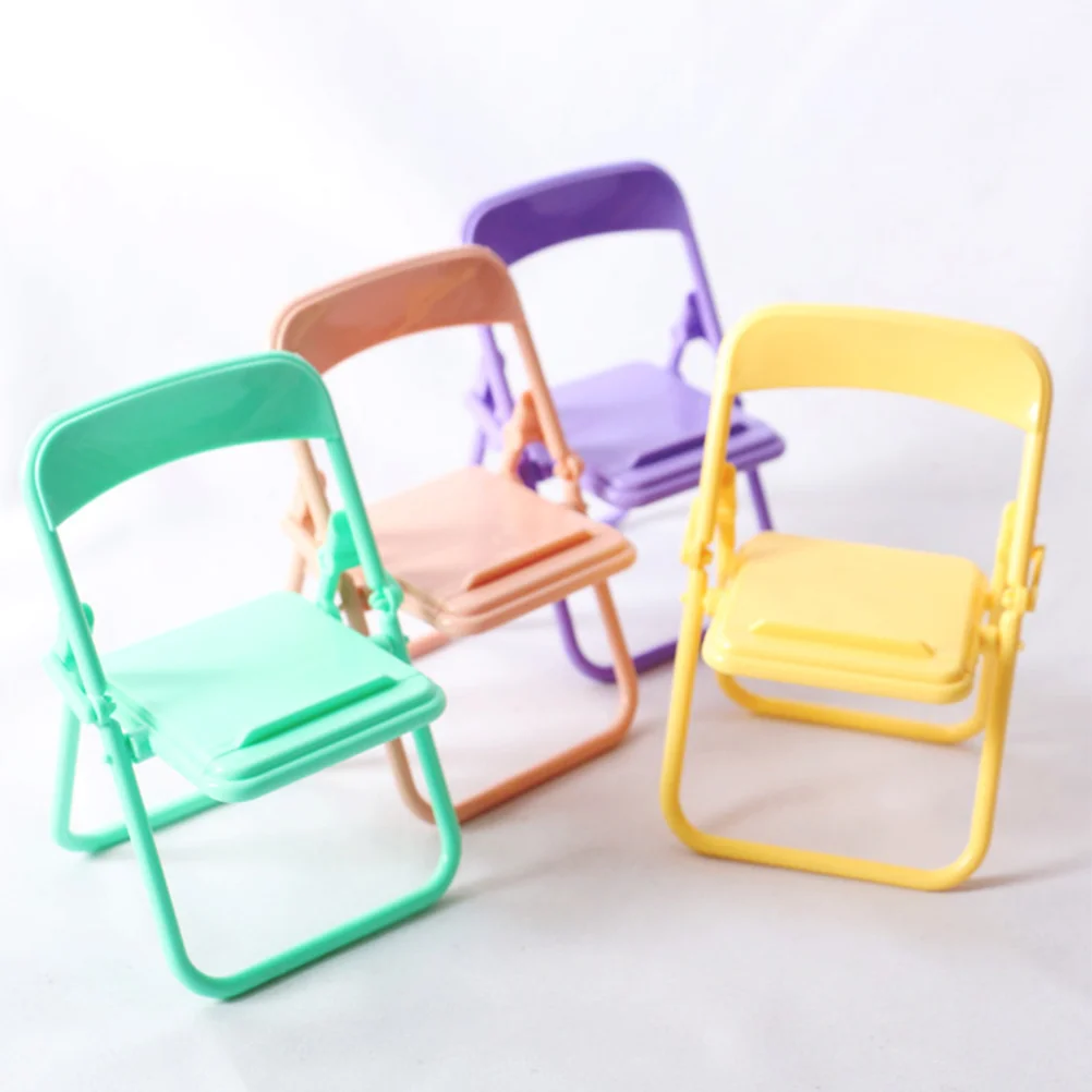 4 Pcs Folding Chair Toddler Toys Photo Props Dollhouse Furniture Baby Accessories Plastic Childrens