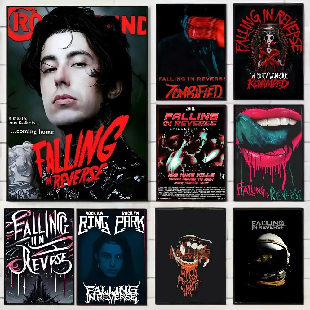 Singer Falling in Reverse Painting Calligraphy Stylish Wall Art Poster, Bedroom Living Room Home Decor Gift