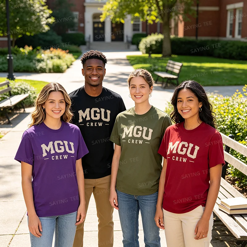 MGU Crew T-Shirt mit Y2k-Schriftzügen, personalisierte Grafikkleidung für Damen und Herren, T-Shirt mit Spruch, Partykleidung, weiche Baumwoll-T-Shirts – Detail 5