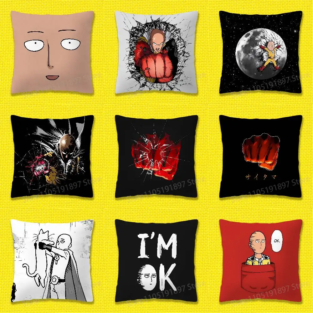 

One P-Punch M-Man S-Saitama Throw Pillow Case For 45cm 40cm 55cm 50cm 30cm Square Car Pillowcase Shell
