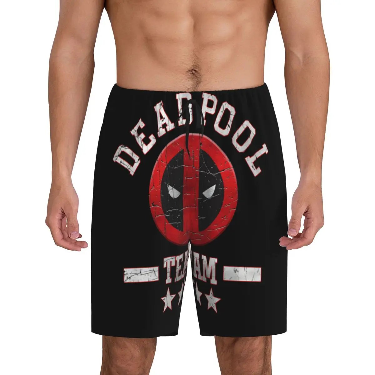 

Custom Deadpool Team Pajama Bottoms Men Lounge Sleep Shorts Drawstring Sleepwear Pjs with Pockets