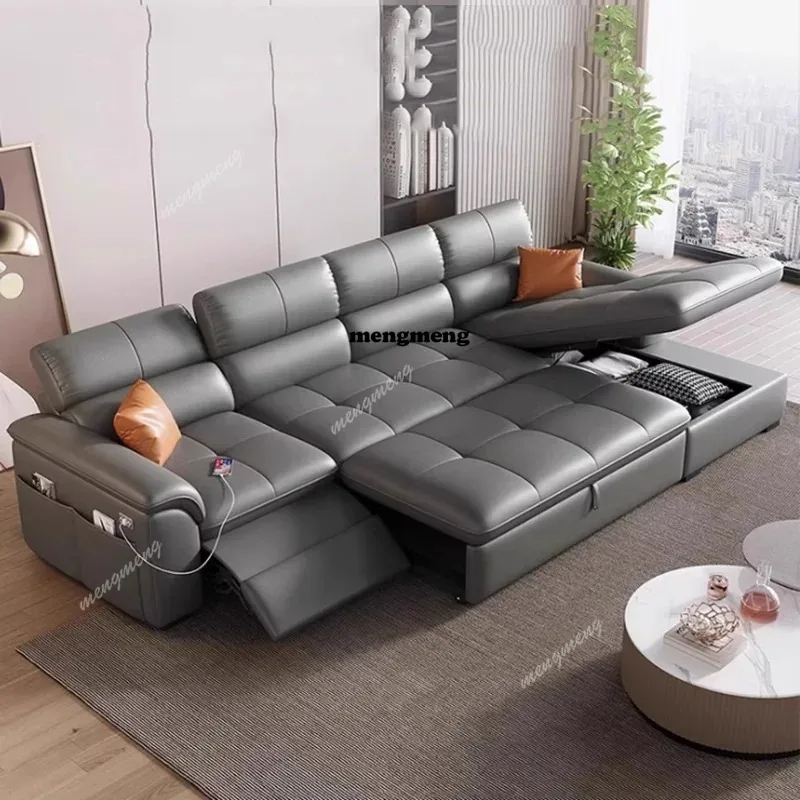 

Italian Multifunction Sofas Storage Extendeble Bed Leather Electric Sofas Relax Armchairs Elegant Woonkamer Banken Furniture