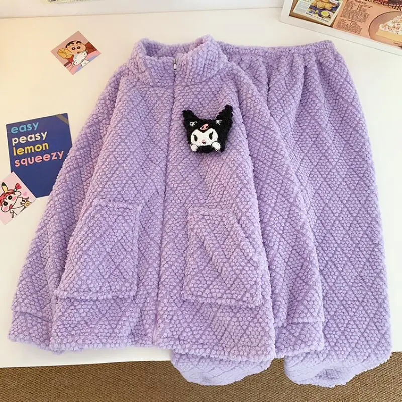 

Anime Women Pijama Sets Cartoon Comfortable Warm Thick Women Home Clothes 2Pcs Girls Long Sleeve Pajamas Youth Soft Sweet Clothe