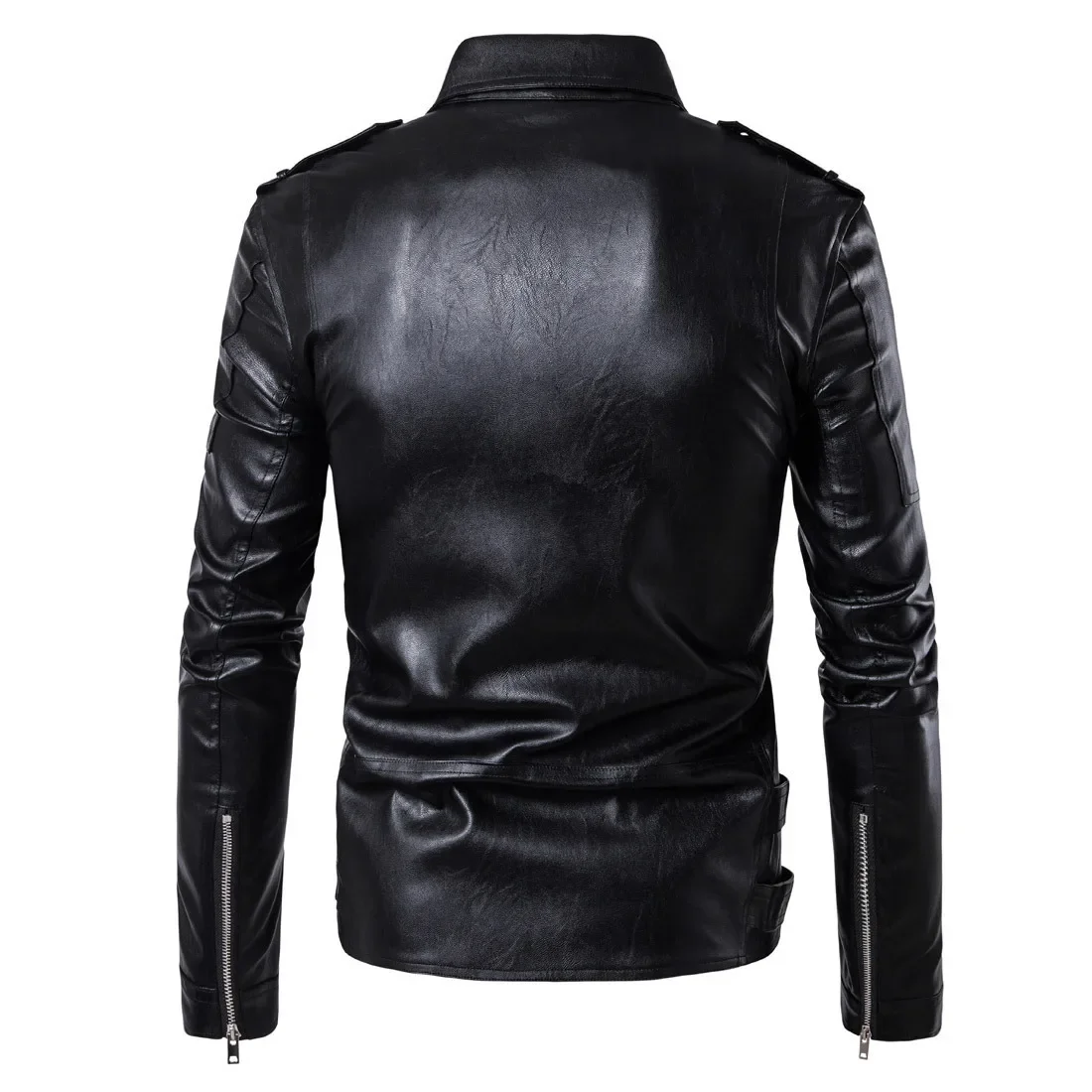 2024 New Motorcycle Pilot Leather Jacket Fashion Brand Designer Punk Wind Oblique Zipper Design Men\'s Leather Jacket Coat 5XL-M