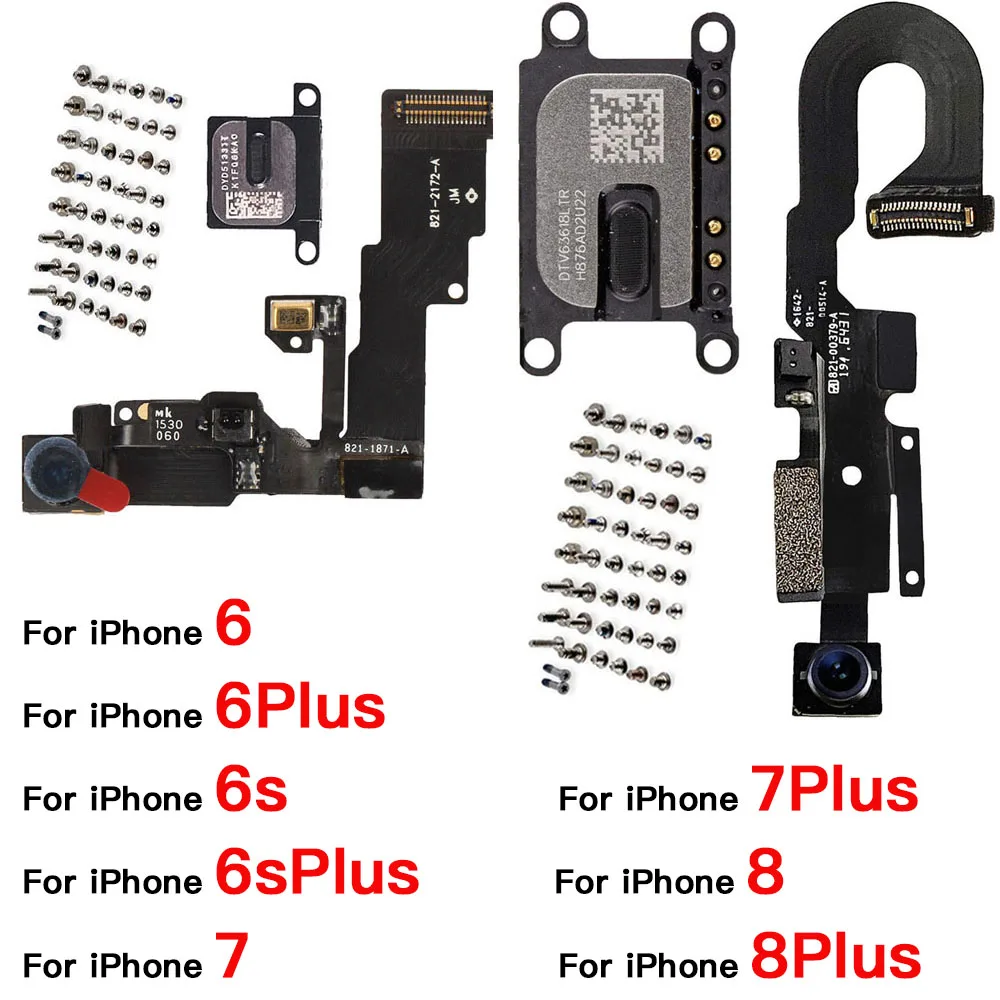 Przedni aparat Flex do iPhone 6 6P 6S 7 7Plus 8 Plus z głośnikiem dousznym i pełnym zestawem śrub wewnętrznych Naprawa Wymiana