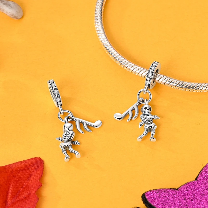 925 Sterling Silber Halloween Charms Perlen Skelett Kürbis Kutsche Hexe Herz Anhänger Passend für Armband Frauen DIY Schmuck Geschenke – Detail 29