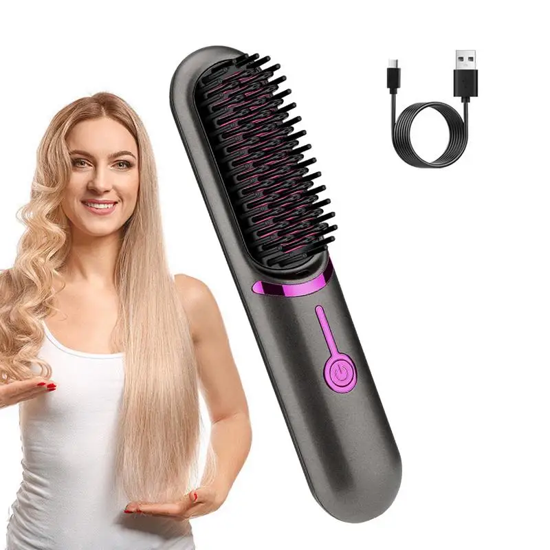 

Hair Straightening Comb Hair Brush Straightener Cordless Straightener Brush Negative Ion Anti Hot Styling Tool hair brush