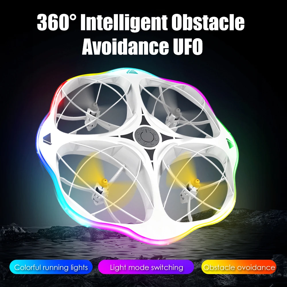 

Rc Drone Ufo Aircraft with Cool Led Gesture Control Headless Mode Quadcopter Obstacle Avoidance Aircraft Flying Toys Kids Gift