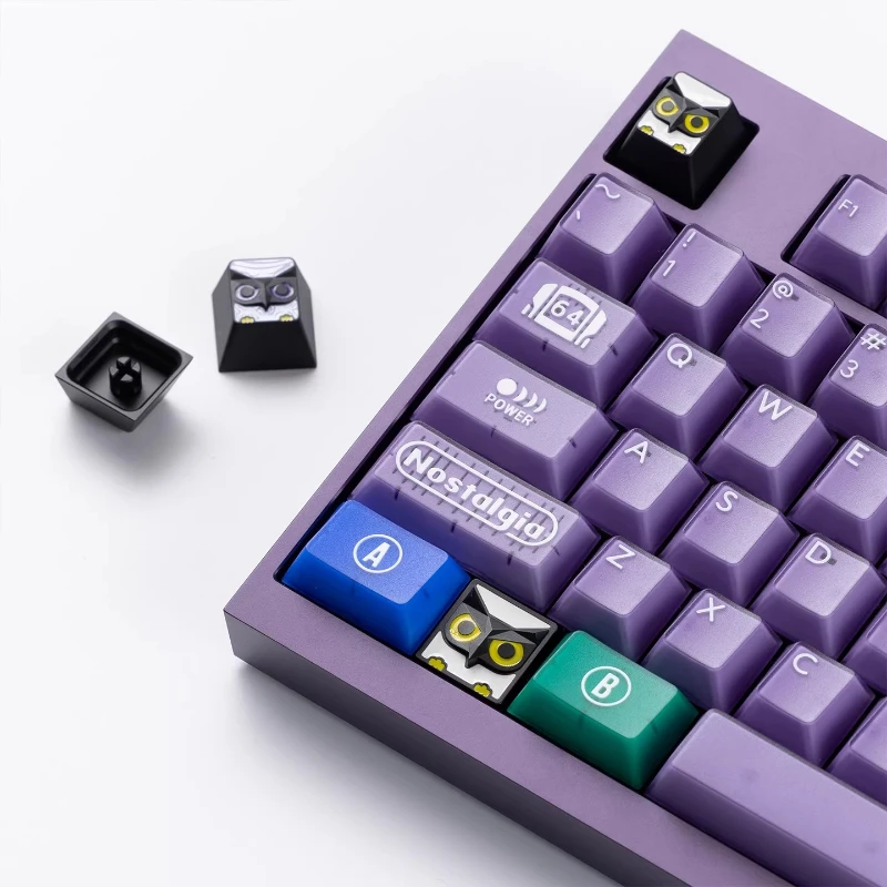 KBDfans OWL Metal Personalized Keycap Custom Cute WKL Stop Block Keyboard Keycap Cartoon Anime Point Key Capfor Gamers  Design