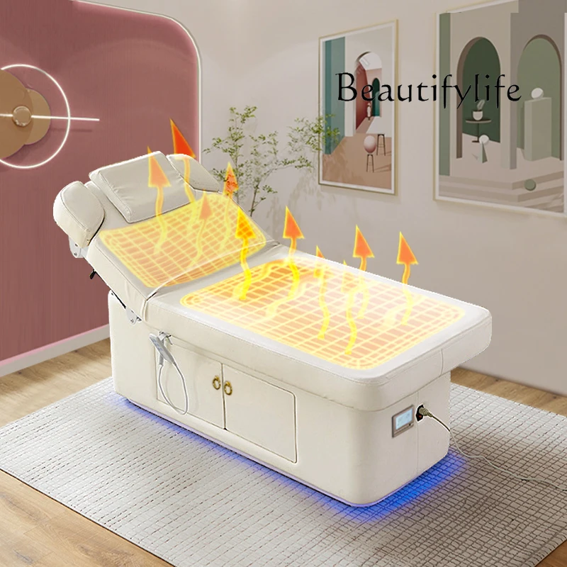 

Latex Electric Beauty Bed Lifting Heating Eyelash Massage Therapy Ear Cleaning Spa Massage Couch