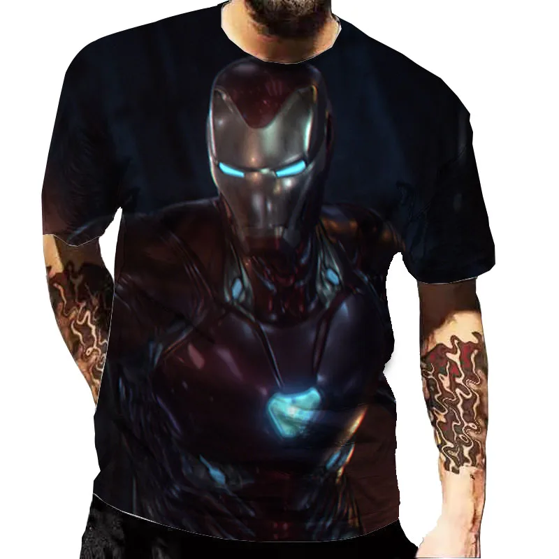 Miniso 2024 Hero Iron-man 3D Print Men Short Sleeve T Shirt Tee Clothing Summer Streetwear Casual Fashion Children Tops