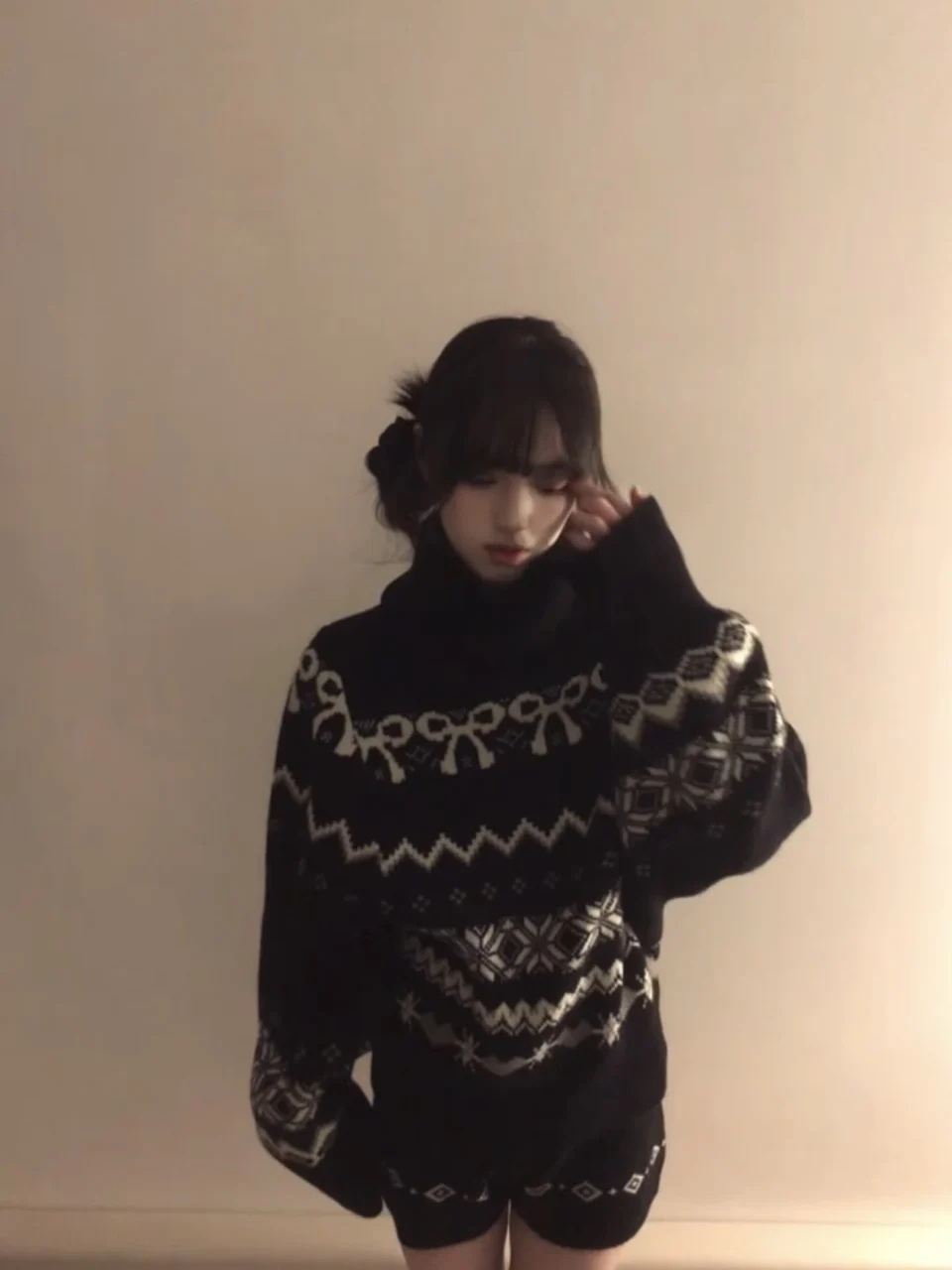 Suéter Holgado Retro Americano de Punto Fair Isle para Mujer, Conjunto de Otoño Invierno, Estilo Delgado y Moderno