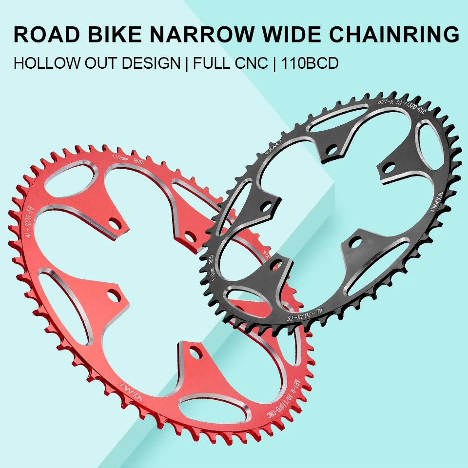 VXM 110/5 BCD 110BCD Road Bike Narrow Wide Chainring with 5 Disc Screws 36T-58T Bike Chainwheel,For Shimano sram Bicycle crank