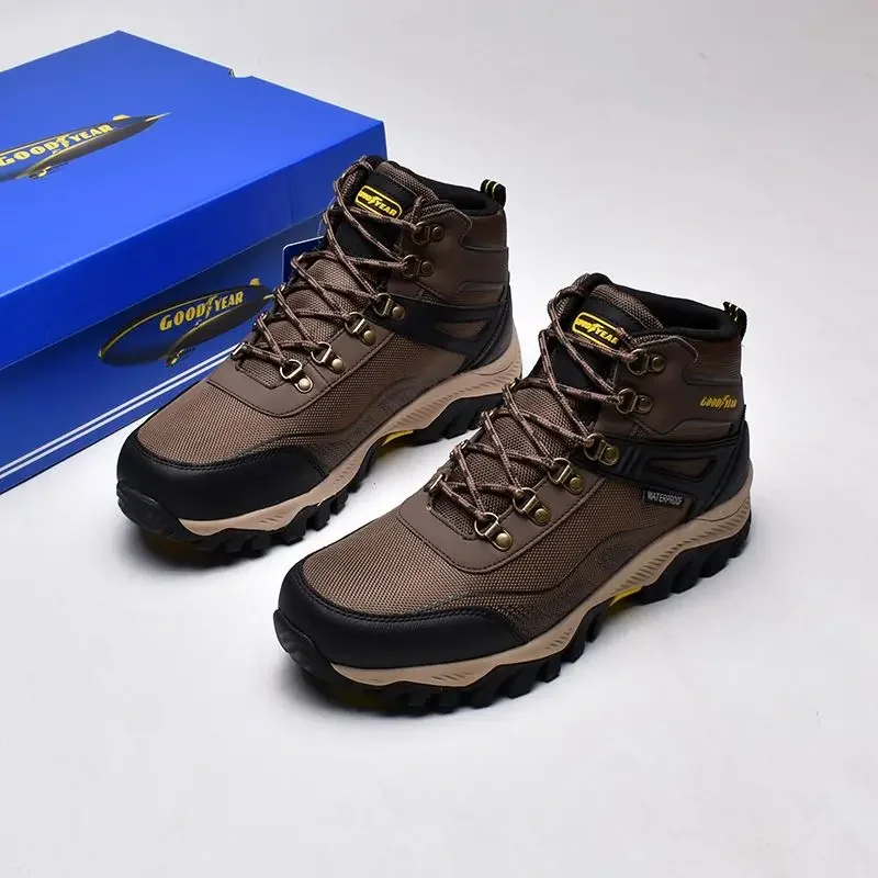 Men's Autumn and Winter High-top Hiking Shoe Waterproof Cross-country Running Shoes Wear-resistant Shock-absorbing Sports Shoes