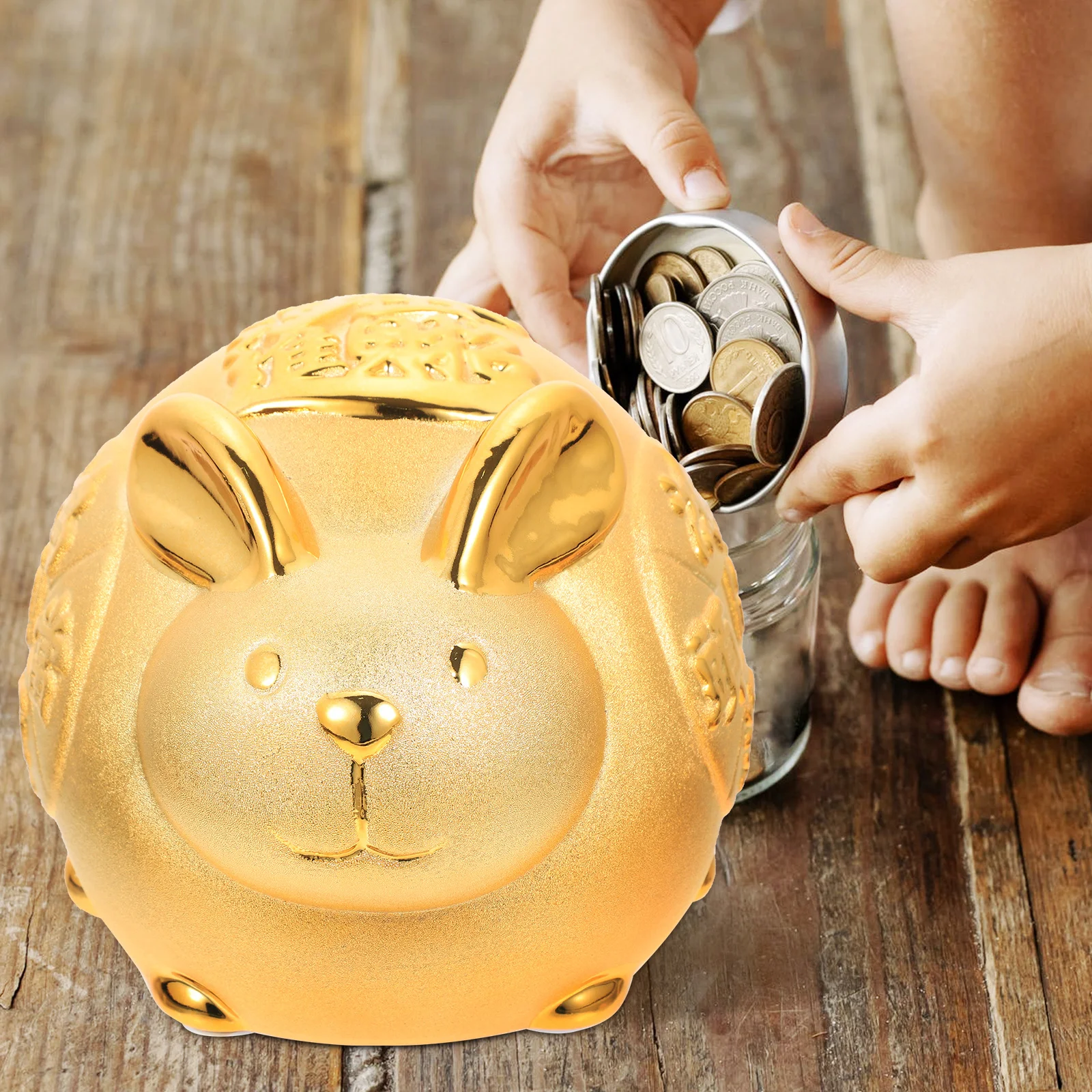 

Ceramic Bunny Piggy Bank Adorable Coin Saving Jar for Room Desk Decor Birthday Christmas Gift Idea Cartoon Coin Bank