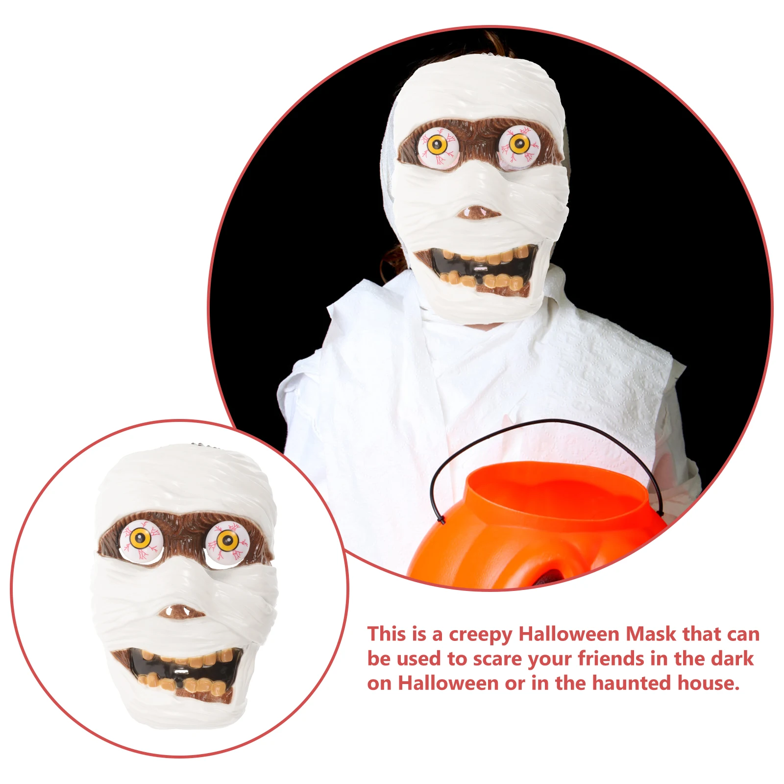 

2Pcs Frightening Halloween Scary Mask Mummy Design for Parties Cosplay and Performances