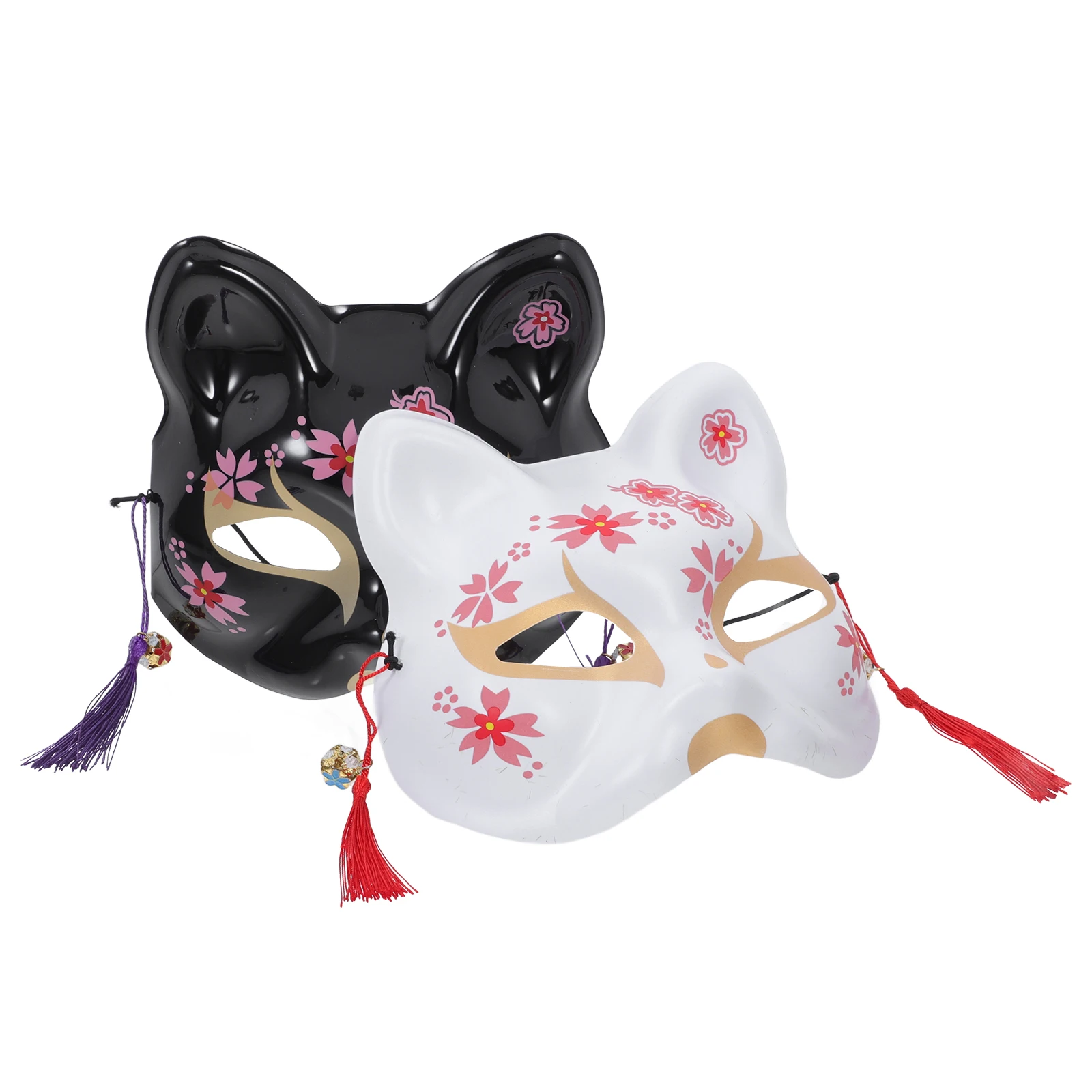 2 pçs elegante halloween máscara em forma de gato estilo japonês máscara cosplay gato pintado máscara de gato festival vestidos novo