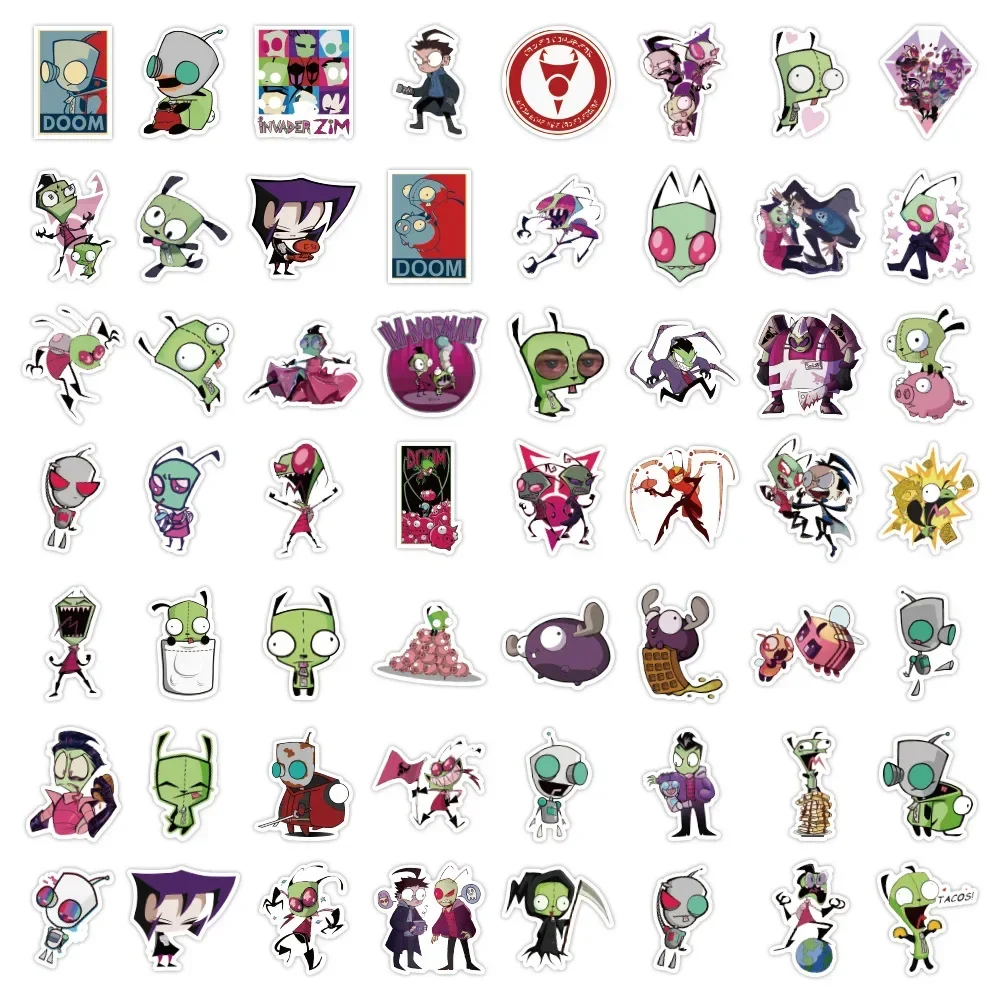 50Pcs/Set Invader Zim Characters Stickers for Cup Suitcase Decoration Cartoon Zim Pegatinas for Children Playing Toy