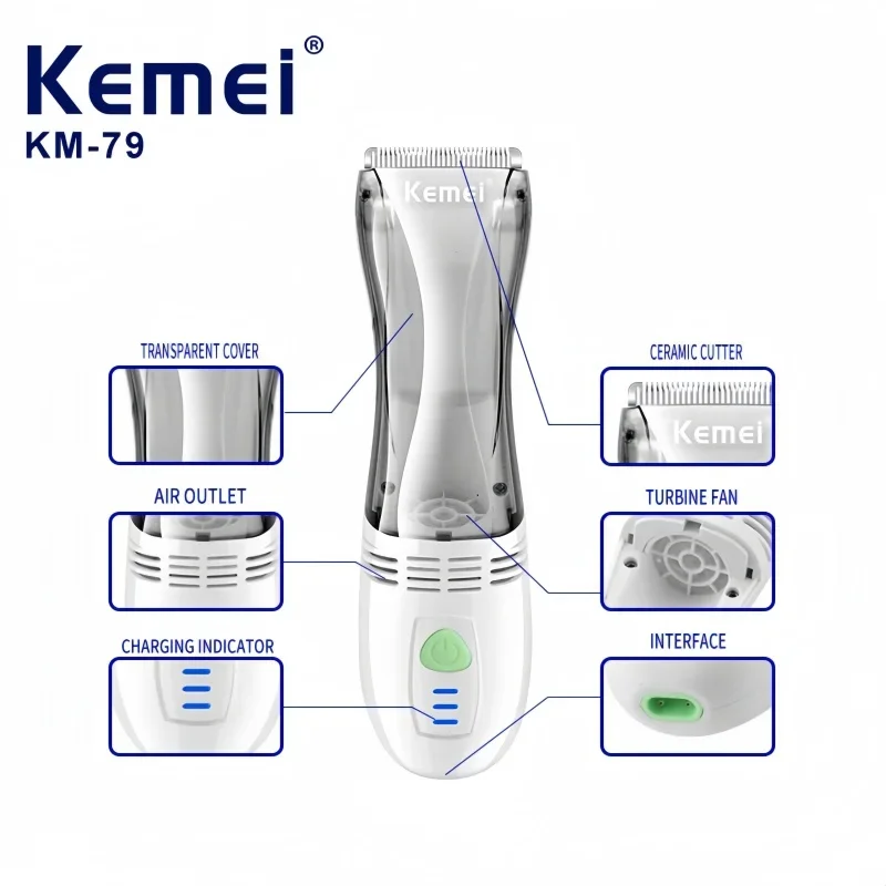 ماكينة قص شعر الأطفال Kemei KM 79، ماكينة تشذيب شفرات سيراميك هادئة، لاسلكية للاستخدام المنزلي #4