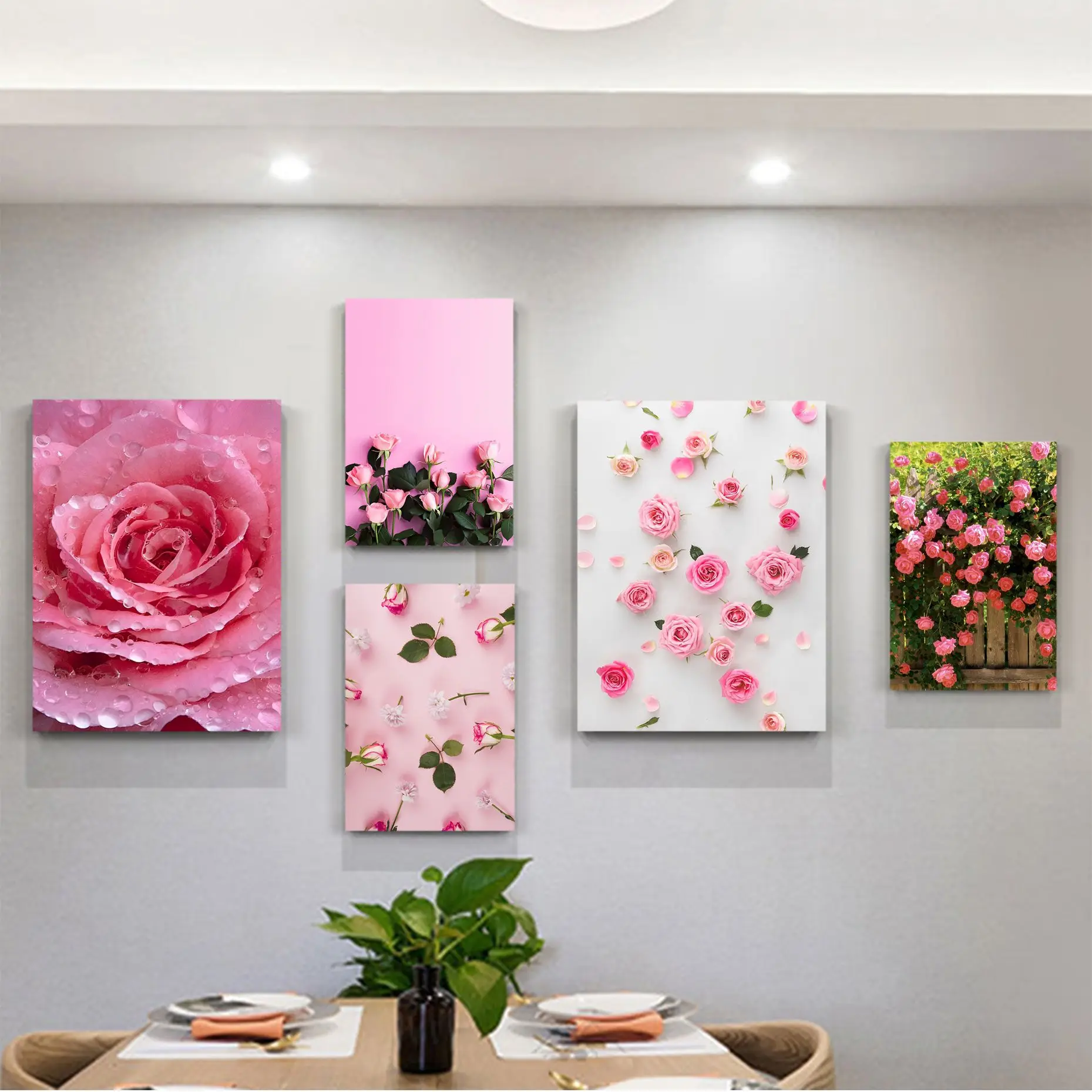 

Pink Rose Good Quality Prints And Posters Waterproof Paper Sticker Coffee House Bar Decor Art Wall Stickers