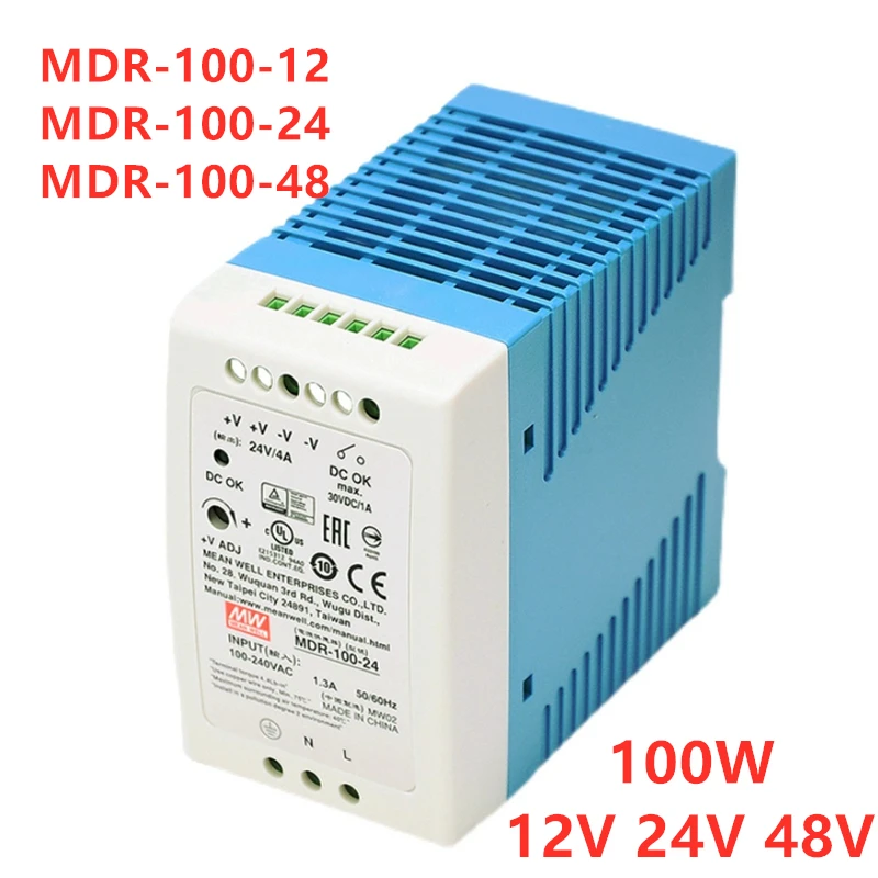 MEAN WELL Industrial Din Rail 100W Single Output Switching Power Supply MDR-100-12 MDR-100-24 MDR-100-48