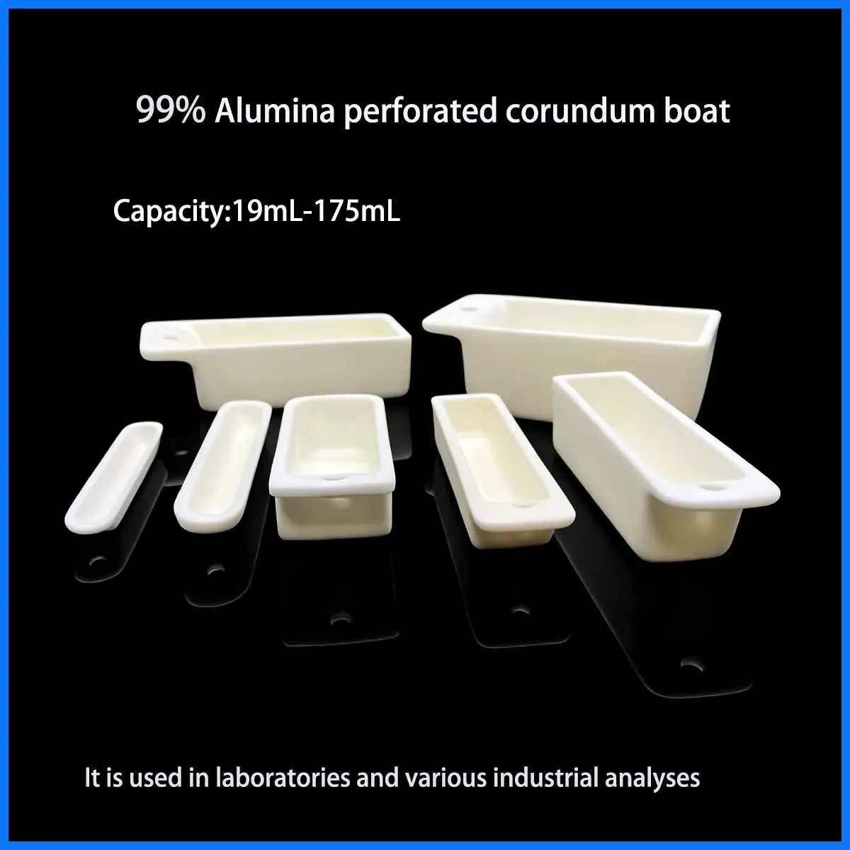 Al2O3 Corundum Ingot Crucible Outer Length 100mm Rectangular Aluminum Boat With Hole / Square Alumina