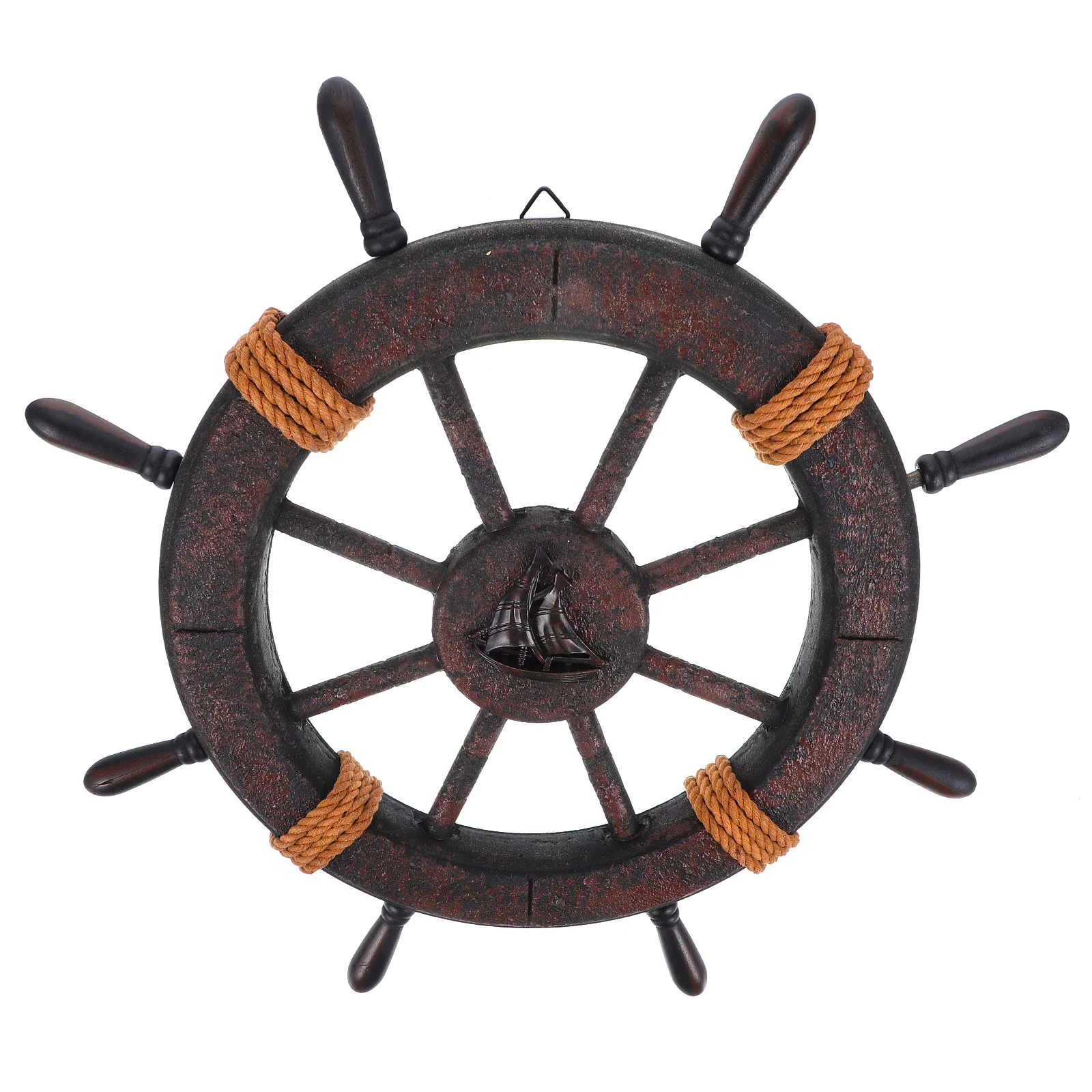 Ship Steering Wheel Decor Rudder Decoration Retro Hanging Wall Vintage Wooden