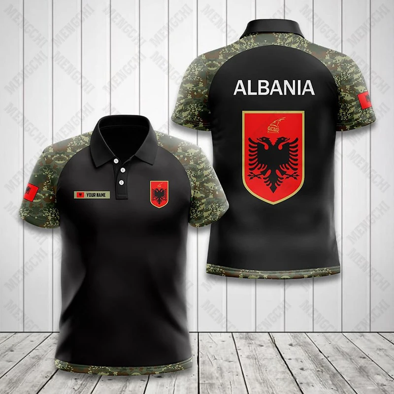 Albania Flag Graphic Uniform Custom Name Polo Shirts Summer Casual Streetwear Men\'s Fashion Loose Jersey Plus Size Sportswear