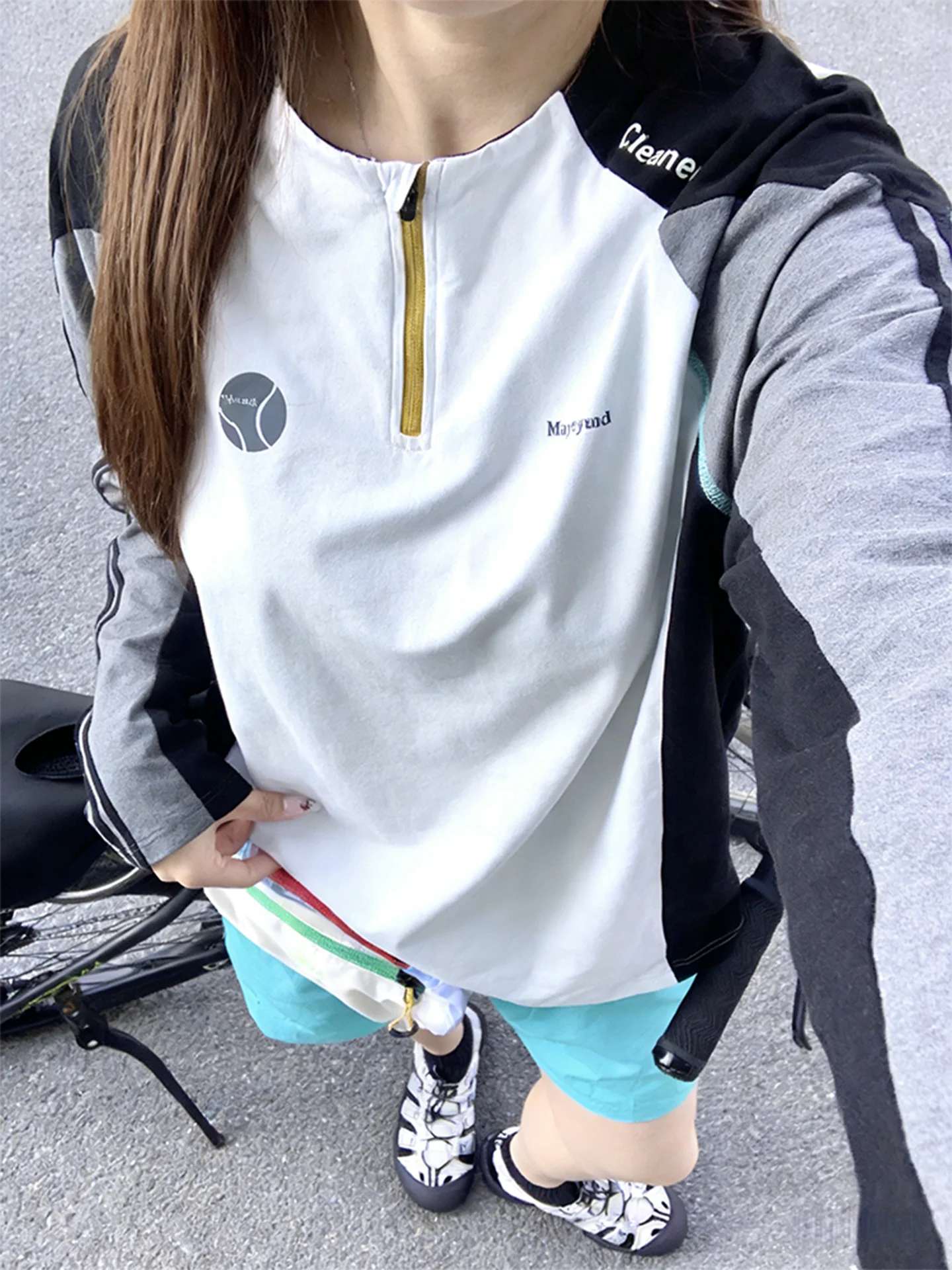 

Спортивная футболка с длинным рукавом на молнии для мужчин и женщин, для велоспорта, бадминтона, тенниса, тренировок на открытом воздухе, весна-лето