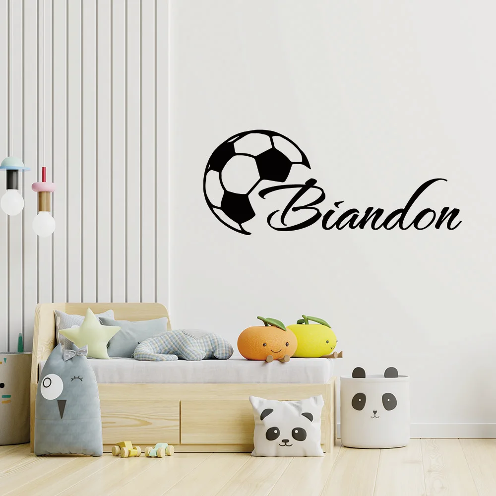 1pc Hot Personalize Custom Name Soccer football Wall Decal Art Vinyl Stickers wallpaper for sport lover home decor image 4