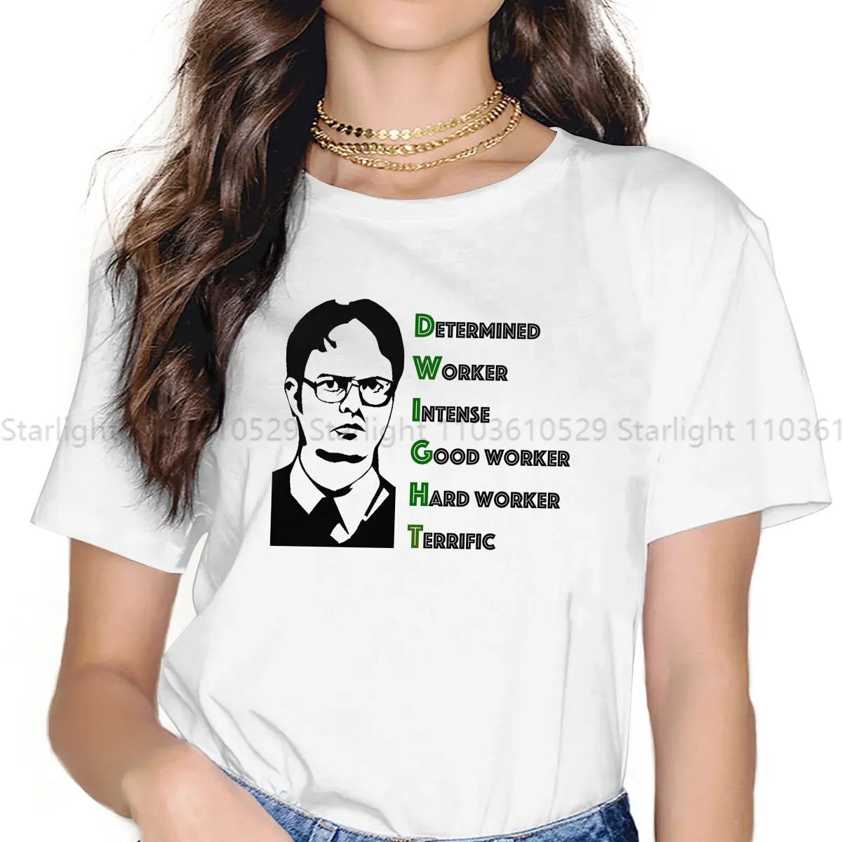 The Office Women T Shirt Dwight Schrute Acronym Female Tops Polyester Graphic Kawaii Y2k Tees Ladies Tshirt