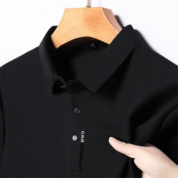 Men's Short Sleeve Solid Color Polo Shirt Breathable Comfortable Elastic Top New Arrivals Casual Business Style 4