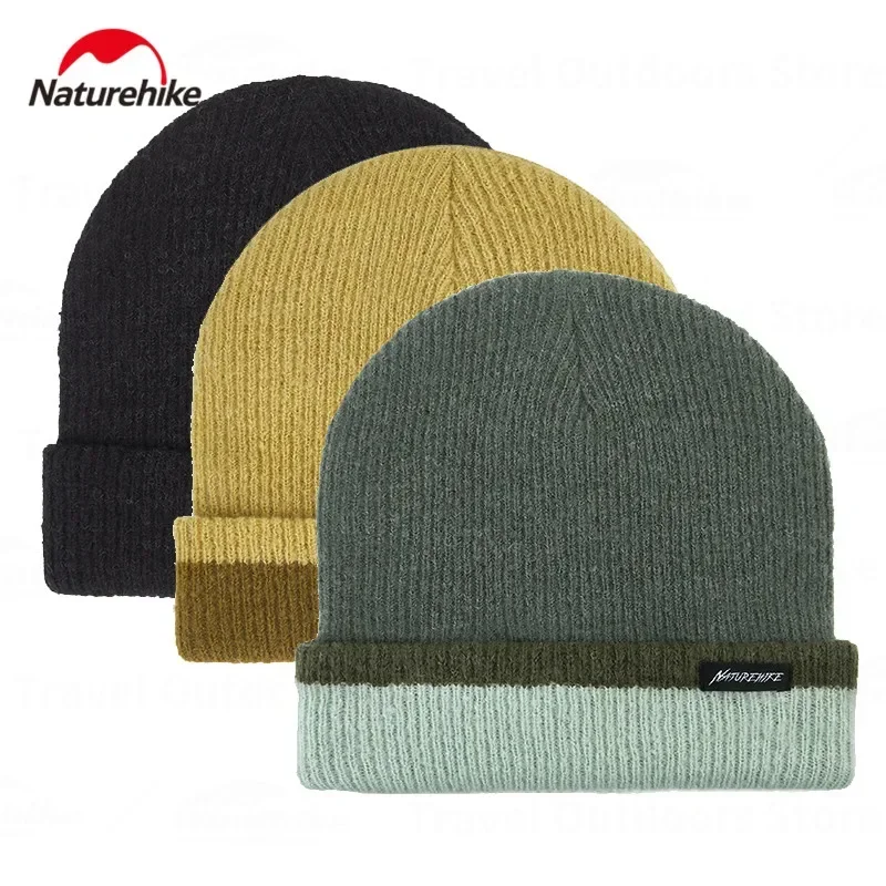 Naturehike Winter Hat Double-Layer Wool Knitted Keep Warm Outdoor Sports Fishing Hiking Cap For Woman Or Men Windproof Folding