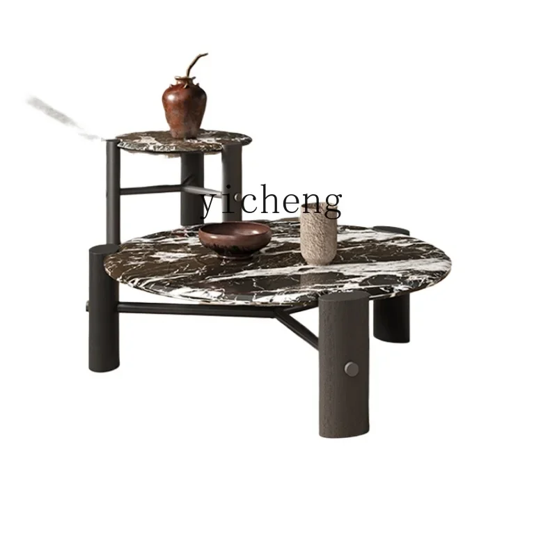 

Natural Marble Tea Table Combination Living Room Home Creative Oval Small Apartment Side Table