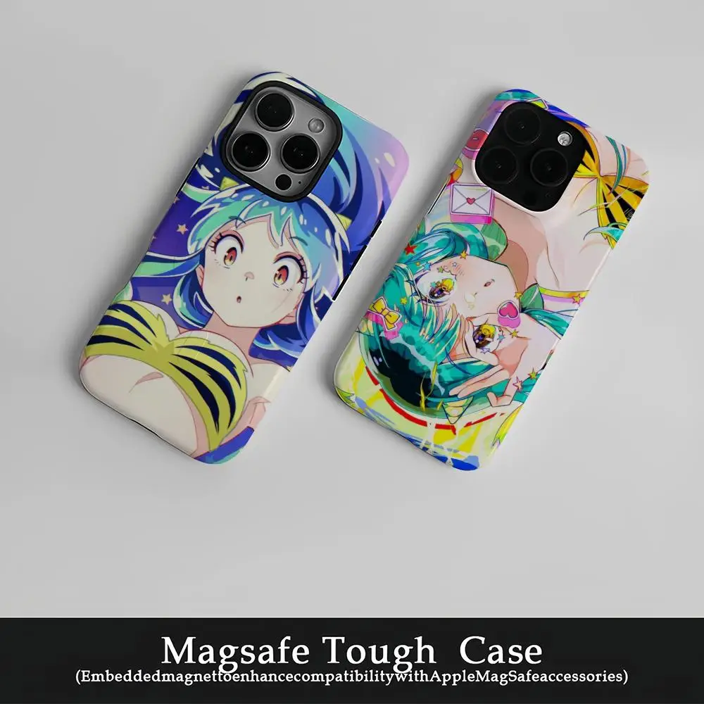 

Urusei YatsuraS Anime Phone Case Film Korean INS For IPhone 16 15 14 13 12 11 Pro Max Plus Luxury Magnetic Double-layer Cover