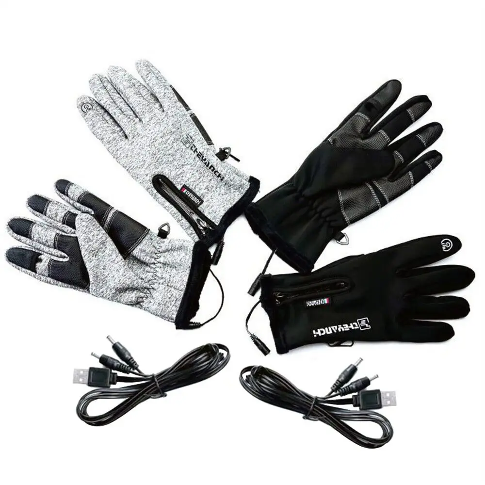 New USB Electric Heated Gloves Outdoor Sport Thicken Warm Gloves Men Women Non-Slip Mittens