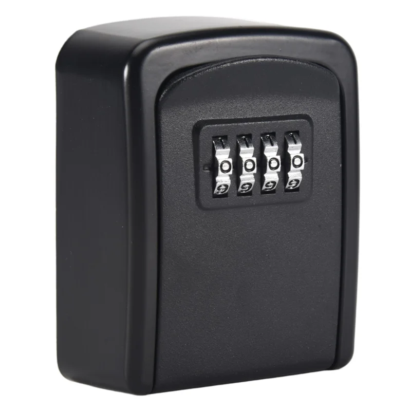 Caja de bloqueo de llaves A75T 5X, caja de bloqueo de combinación de 4 dígitos montada en la pared para llave de casa, caja de bloqueo de almacenamiento de llaves de seguridad resistente a la intemperie, color negro