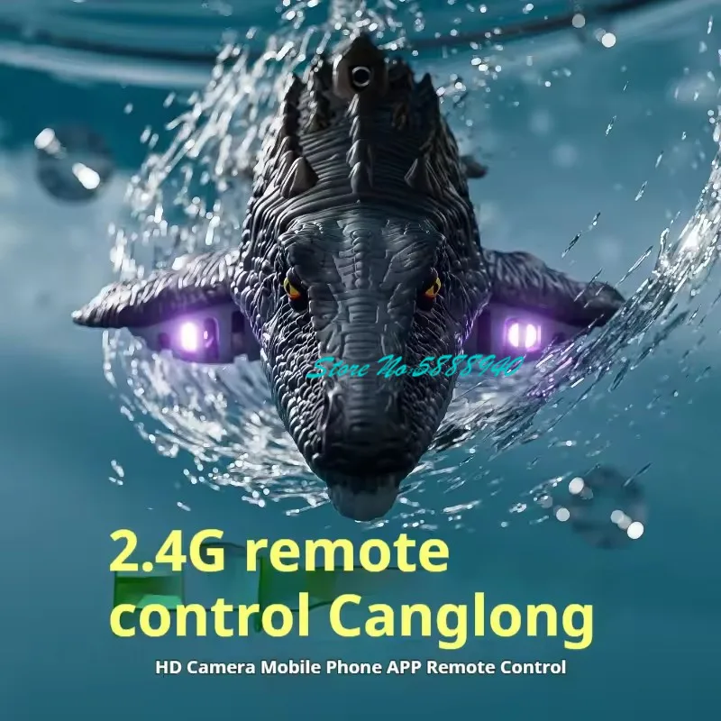8K HD كاميرا رذاذ الماء السباحة APP التحكم عن بعد ديناصور قارب 2.4G قبالة المياه الاستشعار الإضاءة الرائعة RC الحيوان ديناصور قارب