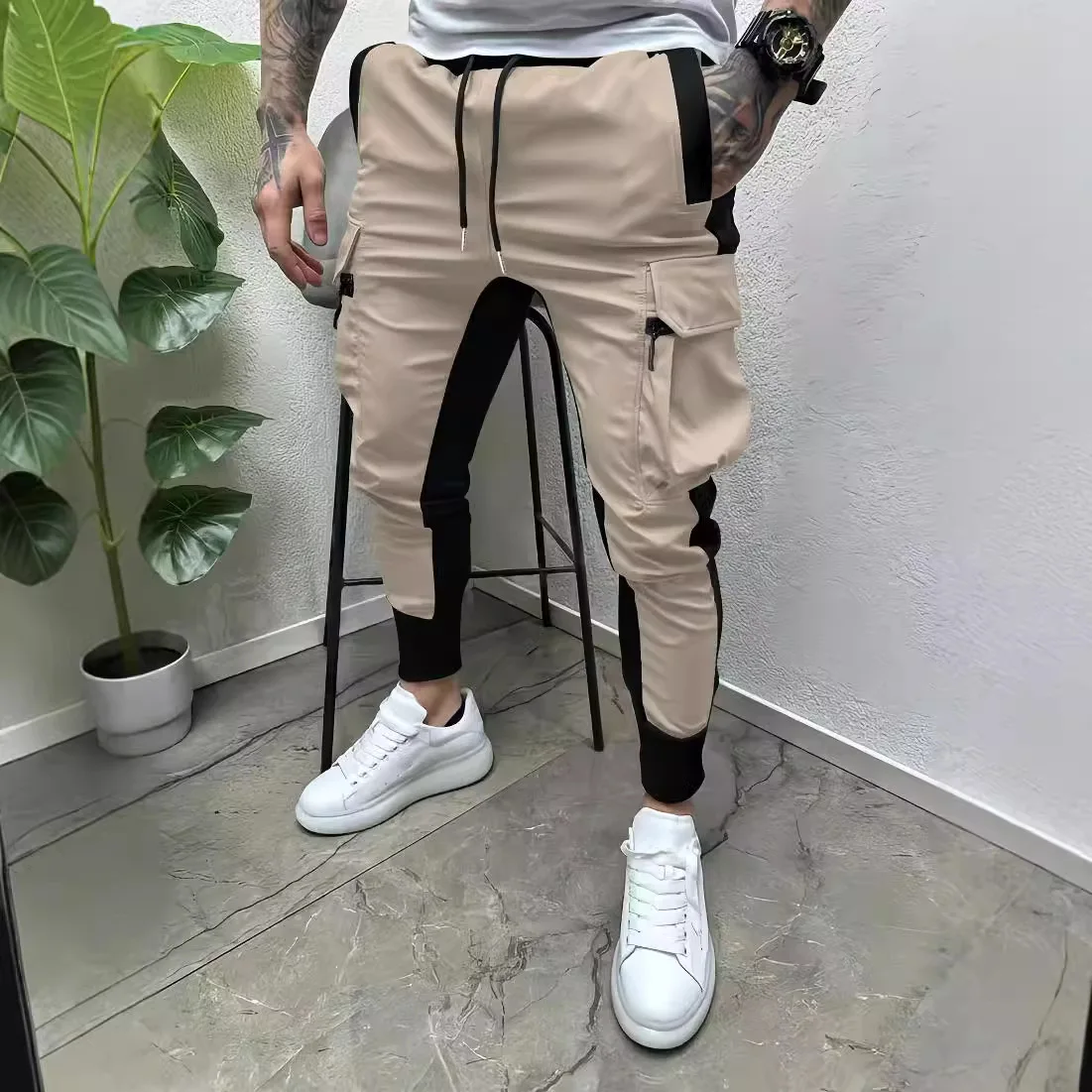 Men's new casual multi-pocket matching small foot overalls spring and autumn casual fashion outdoor trend pants