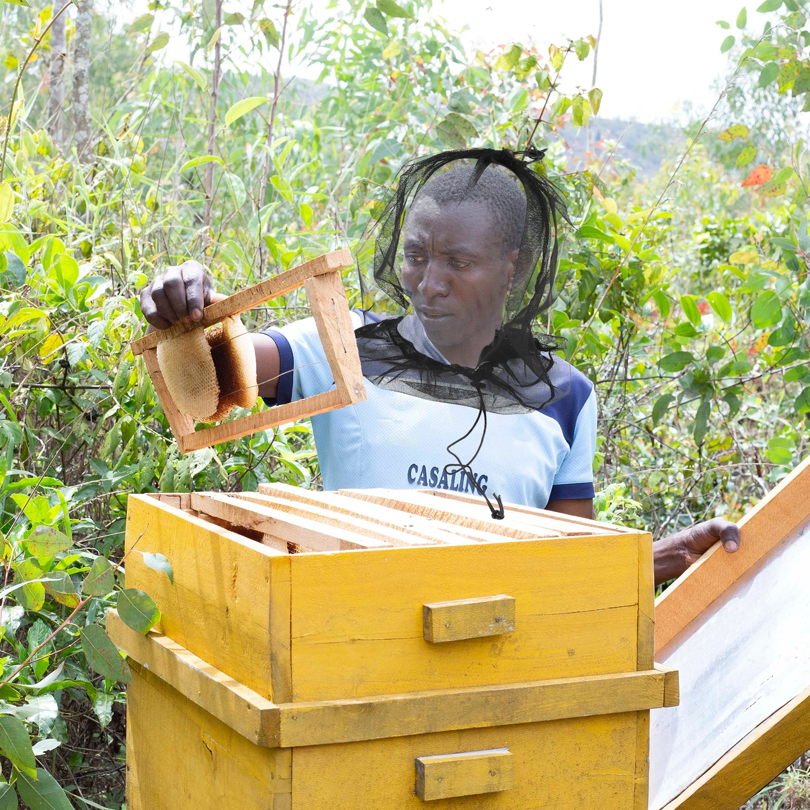 

2 Pcs Mosquito Head Cover Professional Mesh Fishing Net High-density Breathable Yarn Hat Portable