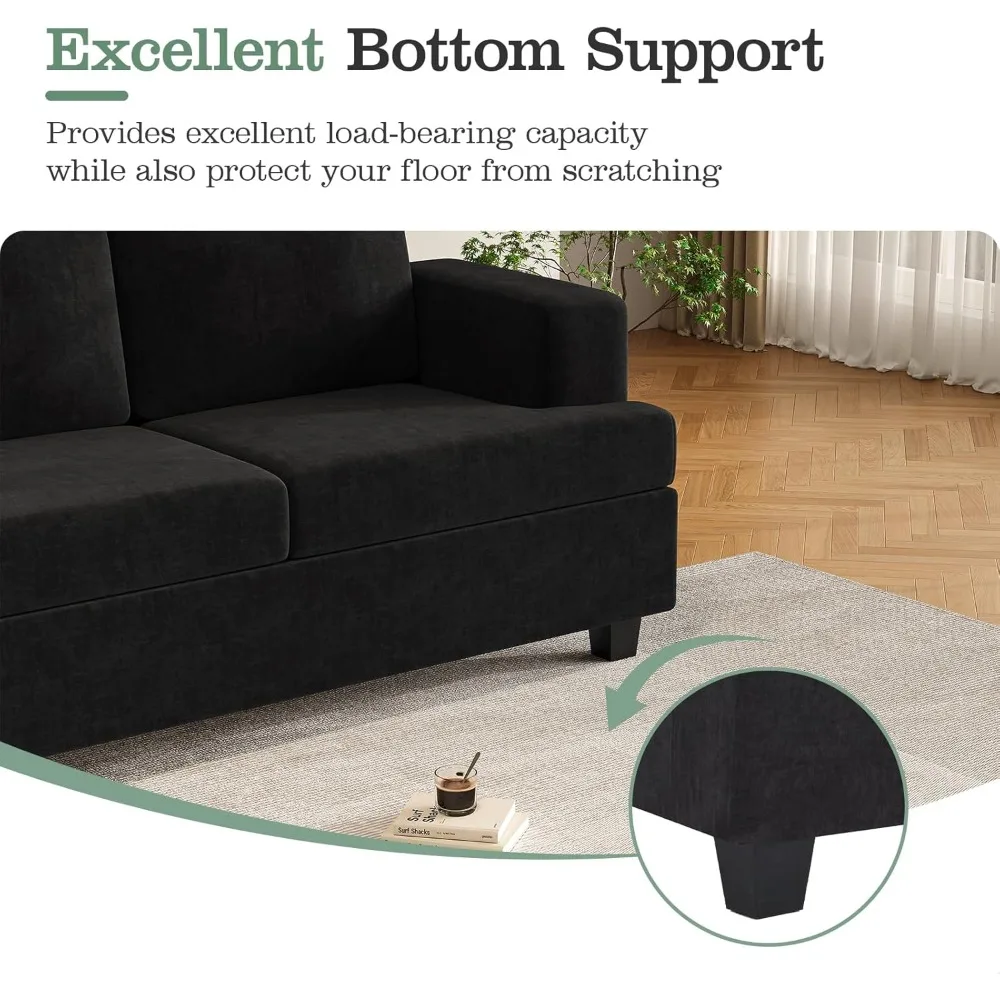 أطقم أريكة Loveseat و3 مقاعد، طقم أريكة مريح باللون الرمادي الداكن لأثاث غرفة المعيشة، أريكة صالة حديثة على شكل سحابة