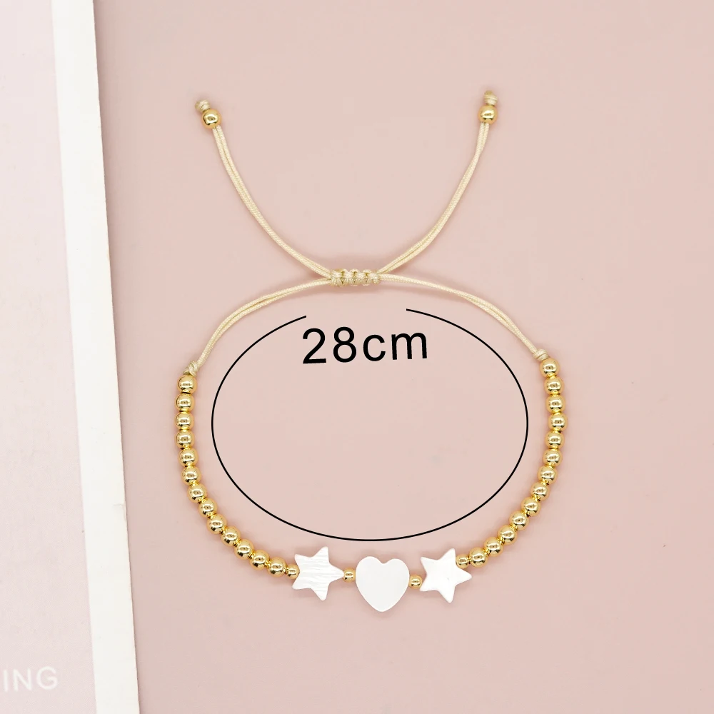 Go2boho New In Shell Heart Star Accessories Gold Plated Bead Friendship Bracelet Minimalist Jewelry Fashion Design Gift For Her