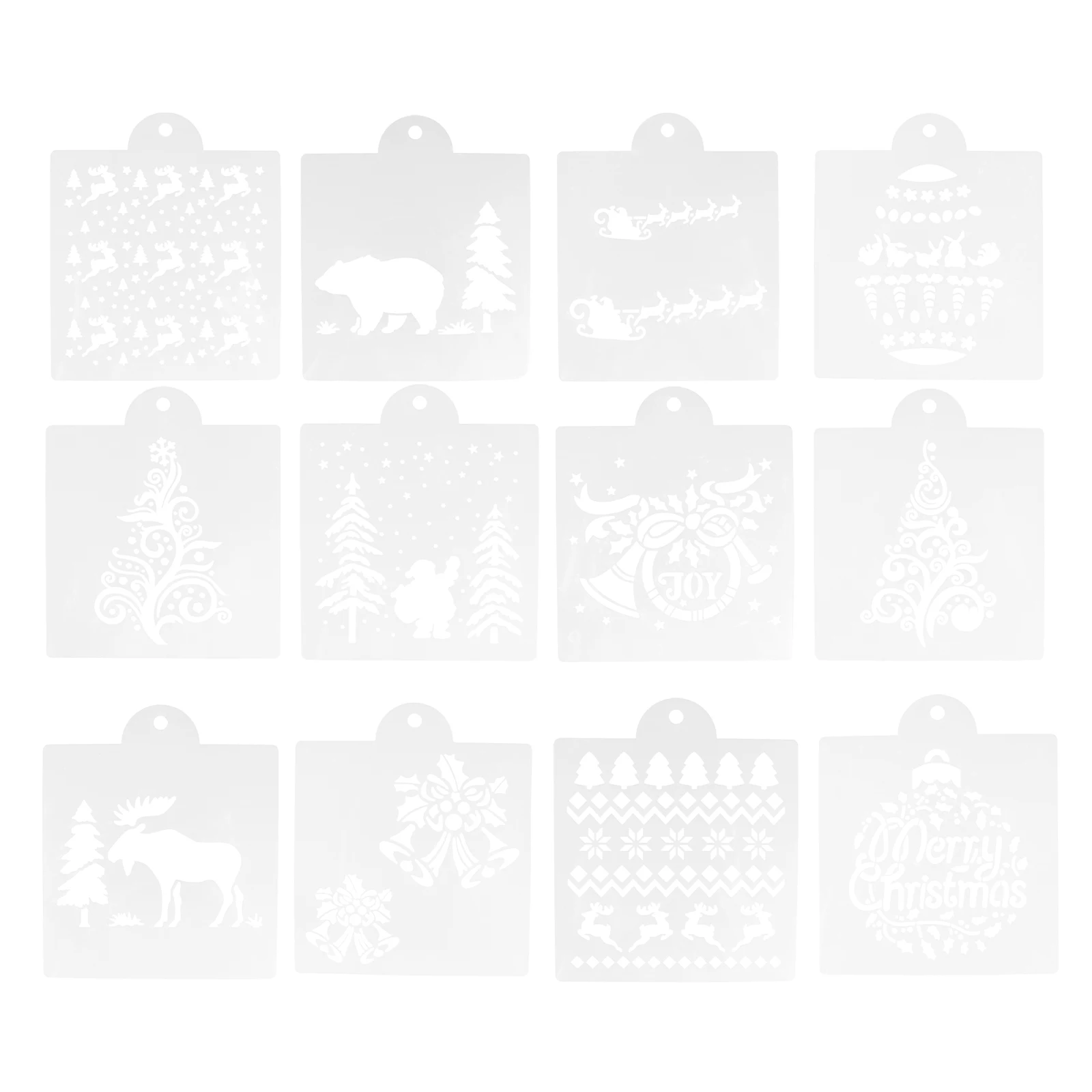 

12 Pcs Cake Spray Mold Christmas Decor Embossing Mould Xmas Stencil The Pet Decoration Template