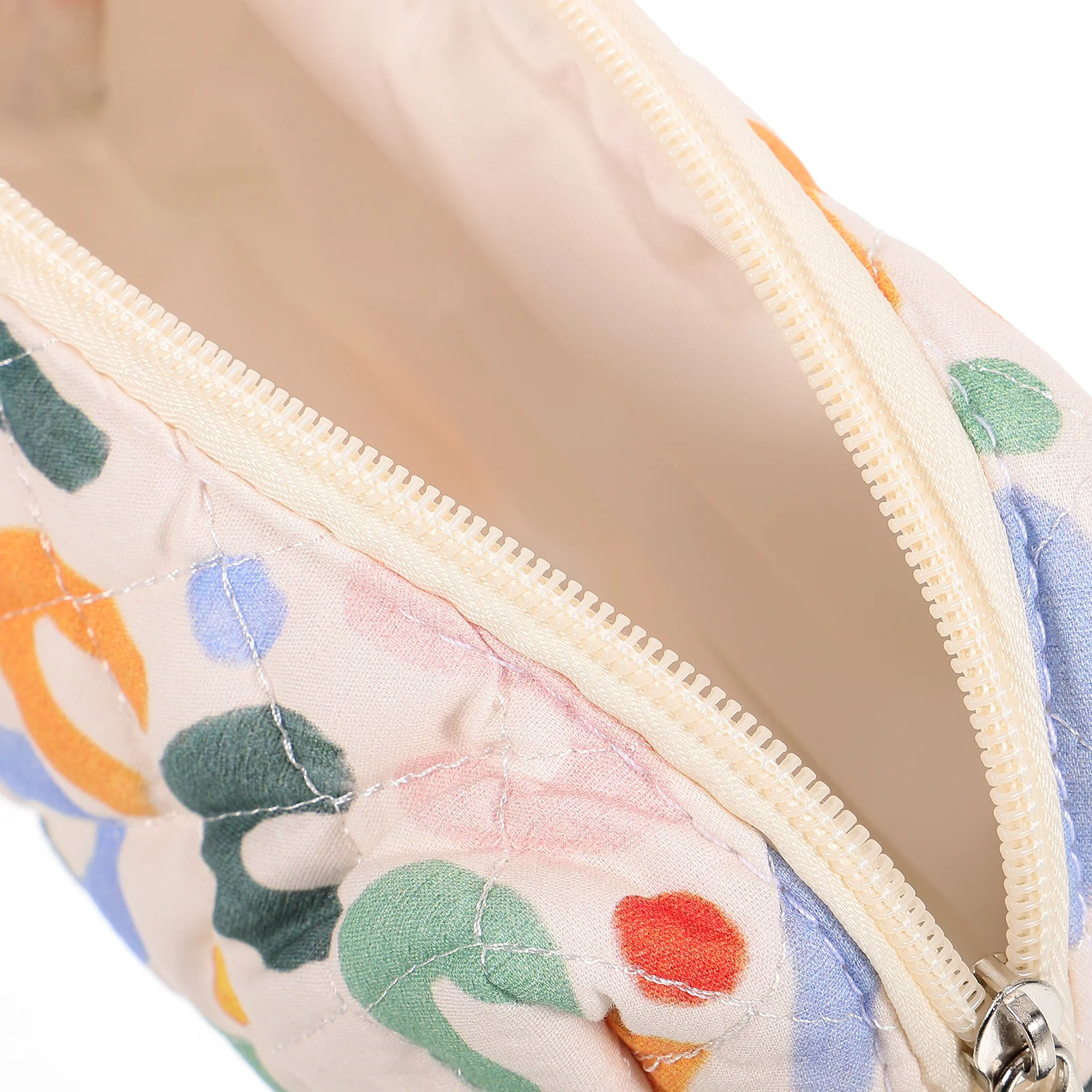 

Quilted Cotton Embroidered Floral Makeup Brush Bag Pencil Case Toiletry Pouch Color Travel Storage Small Purse Bag