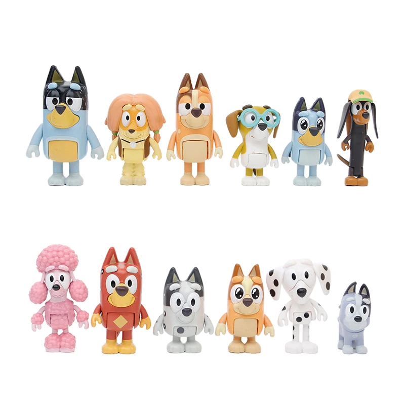 Bluey And Bingo Family Anime figures Movable Joints Model Toy Set Cartoon Mini PVC Doll Ornaments Holiday Children's Toy Gifts