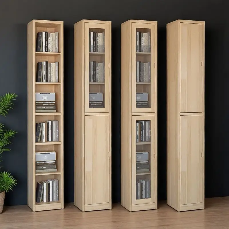 

Ультраузкая книжная полка из цельного дерева, детский напольный книжный шкаф, небольшой боковой шкаф с узкими прорезями, шкаф для хранения